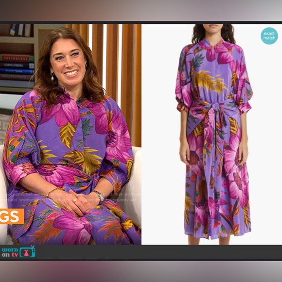 Farm Rio✨Maxi Flowers Maxi Shirtdress- Purple - Picture 6 of 7